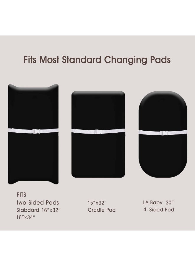 PHF Baby Changing Pad Covers for Boys Girls, 2 Pack Ultra Soft Breathable Microfiber Changing Pad Table Sheets for Most Baby Changing Pads, Black & Black - Image 4